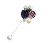 RINHOO Ladies Cloth Art Pearl Fabric Flower Brooch Pin Cardigan Shirt Shawl Pin Professional Coat Badge Jewelry Accessories