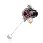RINHOO Ladies Cloth Art Pearl Fabric Flower Brooch Pin Cardigan Shirt Shawl Pin Professional Coat Badge Jewelry Accessories