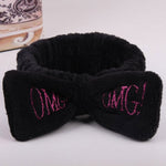 2019 New Letter OMG Headbands for Women Girls Bow Wash Face Turban Makeup Elastic Hair Bands Coral Fleece Hair Accessories