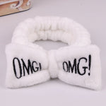 2019 New Letter OMG Headbands for Women Girls Bow Wash Face Turban Makeup Elastic Hair Bands Coral Fleece Hair Accessories