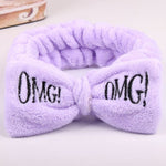 2019 New Letter OMG Headbands for Women Girls Bow Wash Face Turban Makeup Elastic Hair Bands Coral Fleece Hair Accessories