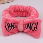 2019 New Letter OMG Headbands for Women Girls Bow Wash Face Turban Makeup Elastic Hair Bands Coral Fleece Hair Accessories