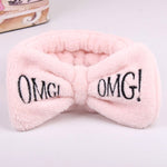 2019 New Letter OMG Headbands for Women Girls Bow Wash Face Turban Makeup Elastic Hair Bands Coral Fleece Hair Accessories