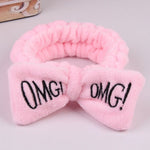 2019 New Letter OMG Headbands for Women Girls Bow Wash Face Turban Makeup Elastic Hair Bands Coral Fleece Hair Accessories