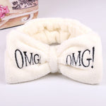 2019 New Letter OMG Headbands for Women Girls Bow Wash Face Turban Makeup Elastic Hair Bands Coral Fleece Hair Accessories