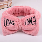 2019 New Letter OMG Headbands for Women Girls Bow Wash Face Turban Makeup Elastic Hair Bands Coral Fleece Hair Accessories