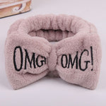 2019 New Letter OMG Headbands for Women Girls Bow Wash Face Turban Makeup Elastic Hair Bands Coral Fleece Hair Accessories
