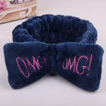 2019 New Letter OMG Headbands for Women Girls Bow Wash Face Turban Makeup Elastic Hair Bands Coral Fleece Hair Accessories