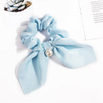 New Chiffon Bowknot Elastic Hair Bands For Women Girls Pearl Scrunchies Headband Hair Ties Ponytail Holder Hair Accessories