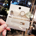 New 3PCS/Set Fashion Pearls Acetate Geometric Hair Clips For Women Girls Headband Sweet Hairpins Barrettes Hair Accessories Set
