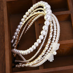 New Luxury Big Pearl Headband Women Bow Sunflower Hoops Girls Hair Accessories Fashion Jewelry accesorios para el cabello mujer