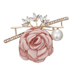 RINHOO Ladies Cloth Art Pearl Fabric Flower Brooch Pin Cardigan Shirt Shawl Pin Professional Coat Badge Jewelry Accessories