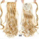 24inches Long Wrap On Synthetic Straight Ponytails for Women Natural Clip In Hair Extension Hairpieces Blonde False Hair
