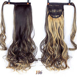 24inches Long Wrap On Synthetic Straight Ponytails for Women Natural Clip In Hair Extension Hairpieces Blonde False Hair
