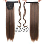 24inches Long Wrap On Synthetic Straight Ponytails for Women Natural Clip In Hair Extension Hairpieces Blonde False Hair