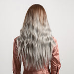 JONRENAU 24 Inches  Long Synthetic Natural Wave Brown Ombre Hair Wigs Heat Resistant Hair Wigs for Black Women