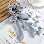 AWAYT Bow Streamers Hair Ring Fashion Ribbon Girl Hair Bands Scrunchies Horsetail Tie Solid Headwear Hair Accessories