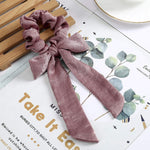 AWAYT Bow Streamers Hair Ring Fashion Ribbon Girl Hair Bands Scrunchies Horsetail Tie Solid Headwear Hair Accessories