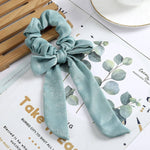 AWAYT Bow Streamers Hair Ring Fashion Ribbon Girl Hair Bands Scrunchies Horsetail Tie Solid Headwear Hair Accessories