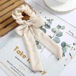 AWAYT Bow Streamers Hair Ring Fashion Ribbon Girl Hair Bands Scrunchies Horsetail Tie Solid Headwear Hair Accessories