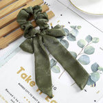 AWAYT Bow Streamers Hair Ring Fashion Ribbon Girl Hair Bands Scrunchies Horsetail Tie Solid Headwear Hair Accessories