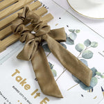 AWAYT Bow Streamers Hair Ring Fashion Ribbon Girl Hair Bands Scrunchies Horsetail Tie Solid Headwear Hair Accessories