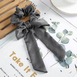 AWAYT Bow Streamers Hair Ring Fashion Ribbon Girl Hair Bands Scrunchies Horsetail Tie Solid Headwear Hair Accessories