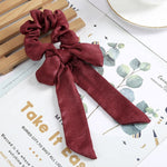 AWAYT Bow Streamers Hair Ring Fashion Ribbon Girl Hair Bands Scrunchies Horsetail Tie Solid Headwear Hair Accessories