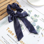 AWAYT Bow Streamers Hair Ring Fashion Ribbon Girl Hair Bands Scrunchies Horsetail Tie Solid Headwear Hair Accessories
