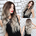 JONRENAU 24 Inches  Long Synthetic Natural Wave Brown Ombre Hair Wigs Heat Resistant Hair Wigs for Black Women