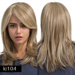 JONRENAU 16 Inches Synthetic Platinum Blonde Hair Long Natural Wave Ombre Brown Mixed Color Party Wigs for White/Black Women