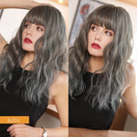 JONRENAU 16 Inches Synthetic Platinum Blonde Hair Long Natural Wave Ombre Brown Mixed Color Party Wigs for White/Black Women