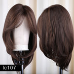 JONRENAU 16 Inches Synthetic Platinum Blonde Hair Long Natural Wave Ombre Brown Mixed Color Party Wigs for White/Black Women