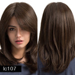 JONRENAU 16 Inches Synthetic Platinum Blonde Hair Long Natural Wave Ombre Brown Mixed Color Party Wigs for White/Black Women