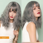 JONRENAU 16 Inches Synthetic Platinum Blonde Hair Long Natural Wave Ombre Brown Mixed Color Party Wigs for White/Black Women