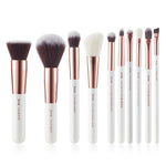 Jessup brushes Pearl White/Rose Gold Makeup brushes set Professional Beauty Make up brush Natural hair Foundation Powder Blushes