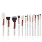 Jessup brushes Pearl White/Rose Gold Makeup brushes set Professional Beauty Make up brush Natural hair Foundation Powder Blushes