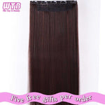 WTB 100cm 5 Clip In Hair Extension Heat Resistant Long Straight Black Fake Hairpiece for Women Natural Synthetic Hair 4 Sizes