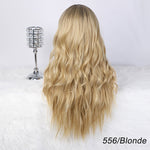 AISI HAIR Long Wavy Ombre Blonde Wig Platinum Blonde Synthetic Wigs for African American Women Two Tone Natural Middle Part Wig