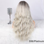AISI HAIR Long Wavy Ombre Blonde Wig Platinum Blonde Synthetic Wigs for African American Women Two Tone Natural Middle Part Wig