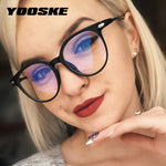 YOOSKE 2019 Women Glasses Frame Men Anti Blue Light Eyeglasses Frame Vintage Round Clear Lens Glasses Optical Spectacle Frame