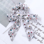 AWAYT Bow Streamers Hair Ring Fashion Ribbon Girl Hair Bands Scrunchies Horsetail Tie Solid Headwear Hair Accessories