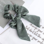 AWAYT Bow Streamers Hair Ring Fashion Ribbon Girl Hair Bands Scrunchies Horsetail Tie Solid Headwear Hair Accessories